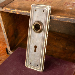 #44314 - Antique Brass Doorknob Backplate Hardware image