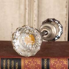 #37011 - Salvaged&nbsp;Antique&nbsp;Fluted&nbsp;Glass&nbsp;Doorknobs&nbsp;Pair&nbsp;image