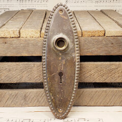 #42162 - Antique&nbsp;Beaded&nbsp;Oval&nbsp;Doorknob&nbsp;Backplate&nbsp;image