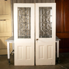#42505 - 52x80&nbsp;Salvaged&nbsp;Antique&nbsp;Ornate&nbsp;Leaded&nbsp;Glass&nbsp;Doors&nbsp;image