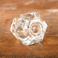 #42853 - Vintage&nbsp;Clear&nbsp;Glass&nbsp;Hexagonal&nbsp;Furniture&nbsp;Knob&nbsp;image
