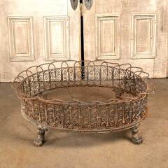 #45974 - Antique&nbsp;Footed&nbsp;Wrought&nbsp;Iron&nbsp;Oval&nbsp;Basket&nbsp;image