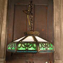 #46229 - Antique&nbsp;Stained&nbsp;Slag&nbsp;Glass&nbsp;Chandelier&nbsp;image