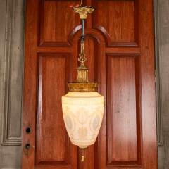 #46633 - Antique&nbsp;Chandelier&nbsp;with&nbsp;Painted&nbsp;Glass&nbsp;Globe&nbsp;image