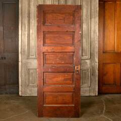 #46913 - 30x77&nbsp;Antique&nbsp;5&nbsp;Panel&nbsp;Pine&nbsp;Interior&nbsp;Door&nbsp;image