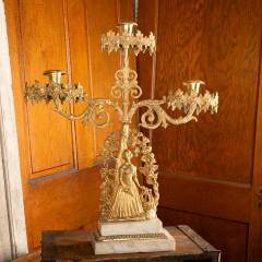 #47066 - Antique&nbsp;Cast&nbsp;Brass&nbsp;Girandole&nbsp;Candelabra&nbsp;image
