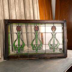 #47298 - Salvaged&nbsp;Antique&nbsp;Stained&nbsp;Glass&nbsp;Tulip&nbsp;Window&nbsp;image