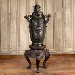 #47506 - Antique&nbsp;Champleve&nbsp;Bronze&nbsp;&&nbsp;Enamel&nbsp;Vase&nbsp;image