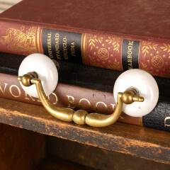 #47580 - Antique&nbsp;Brass&nbsp;&&nbsp;Porcelain&nbsp;Bail&nbsp;Pull&nbsp;Hardware&nbsp;image