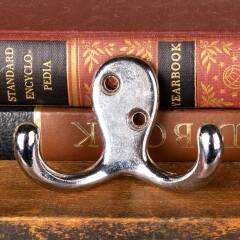 #47629 - Salvaged&nbsp;Chrome&nbsp;Plated&nbsp;Double&nbsp;Wall&nbsp;Hook&nbsp;image