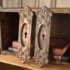 #48613 - Antique&nbsp;Ornate&nbsp;Metal&nbsp;Pocket&nbsp;Door&nbsp;Pulls&nbsp;image