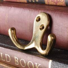 #50311 - Vintage&nbsp;Solid&nbsp;Brass&nbsp;Double&nbsp;Coat&nbsp;Hook&nbsp;image