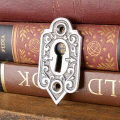 #50763 - Ornate&nbsp;Antique&nbsp;Chrome&nbsp;Keyhole&nbsp;Escutcheon&nbsp;image