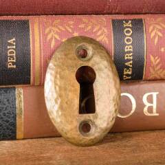 #50910 - Vintage&nbsp;Hammered&nbsp;Brass&nbsp;Keyhole&nbsp;Escutcheon&nbsp;image