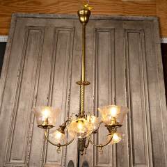 #51700 - Salvaged&nbsp;Brass&nbsp;6&nbsp;Bulb&nbsp;Victorian&nbsp;Chandelier&nbsp;image