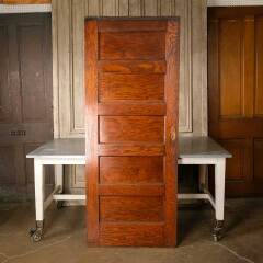 #51723 - 32x80&nbsp;Antique&nbsp;Oak&nbsp;5&nbsp;Panel&nbsp;Pocket&nbsp;Door&nbsp;image