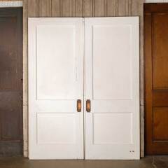 #52445 - 65x84&nbsp;Antique&nbsp;2&nbsp;Panel&nbsp;Wood&nbsp;Pocket&nbsp;Doors&nbsp;image