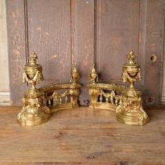 #52483 - Antique&nbsp;Brass&nbsp;Ornate&nbsp;Fireplace&nbsp;Andirons&nbsp;image