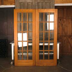 #53139 - 60x80&nbsp;Antique&nbsp;Oak&nbsp;15&nbsp;Lite&nbsp;French&nbsp;Doors&nbsp;image
