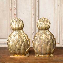 #54430 - Set&nbsp;of&nbsp;2&nbsp;Vintage&nbsp;Brass&nbsp;Pineapple&nbsp;Bookends&nbsp;image