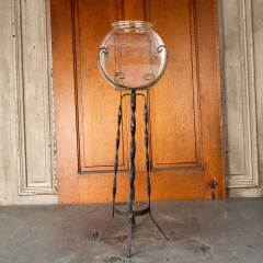 #54594 - Antique&nbsp;Fishbowl&nbsp;&&nbsp;Wrought&nbsp;Iron&nbsp;Stand&nbsp;image