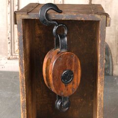 #54916 - Antique&nbsp;U-W&nbsp;Wood&nbsp;&&nbsp;Metal&nbsp;Barn&nbsp;Pulley&nbsp;image