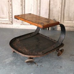#55046 - Vintage&nbsp;Wood&nbsp;&&nbsp;Metal&nbsp;Creeper&nbsp;Stool&nbsp;image
