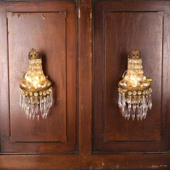 #55051 - Vintage&nbsp;Brass&nbsp;&&nbsp;Glass&nbsp;Wall&nbsp;Sconce&nbsp;Lights&nbsp;image