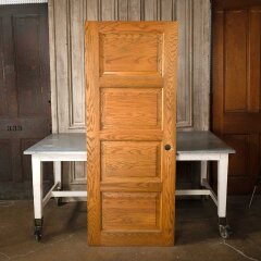 #55174 - 30x76&nbsp;Salvaged&nbsp;4&nbsp;Panel&nbsp;Oak&nbsp;Interior&nbsp;Door&nbsp;image