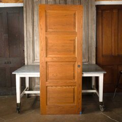 #55178 - 32x83&nbsp;Salvaged&nbsp;4&nbsp;Panel&nbsp;Oak&nbsp;Interior&nbsp;Door&nbsp;image