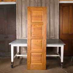 #55179 - 24x79&nbsp;Salvaged&nbsp;4&nbsp;Panel&nbsp;Oak&nbsp;Interior&nbsp;Door&nbsp;image