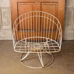 #55344 - 26x29&nbsp;Vintage&nbsp;Metal&nbsp;Wire&nbsp;Swivel&nbsp;Patio&nbsp;Chair&nbsp;image