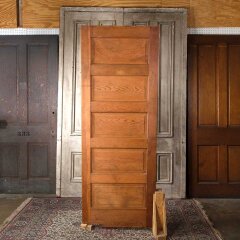 #55485 - 31x82&nbsp;Antique&nbsp;5&nbsp;Panel&nbsp;Pine&nbsp;Wood&nbsp;Swing&nbsp;Door&nbsp;image