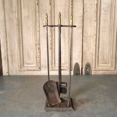 #55514 - Vintage&nbsp;3&nbsp;Piece&nbsp;Fireplace&nbsp;Tool&nbsp;Set&nbsp;&&nbsp;Stand&nbsp;image