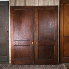 #55555 - 66x83&nbsp;Antique&nbsp;Oak&nbsp;2&nbsp;Panel&nbsp;Pocket&nbsp;Doors&nbsp;image