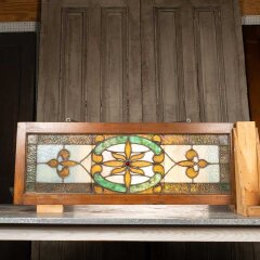 #55742 - 44x16&nbsp;Antique&nbsp;Stained&nbsp;Glass&nbsp;Window&nbsp;Sash&nbsp;image