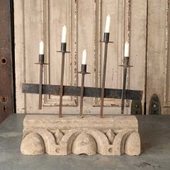 #55856 - 29x23&nbsp;Repurposed&nbsp;Stone&nbsp;&&nbsp;Iron&nbsp;Candle&nbsp;Holder&nbsp;image