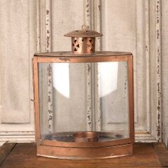 #55931 - 8x14&nbsp;Copper&nbsp;&&nbsp;Glass&nbsp;Lantern&nbsp;Candle&nbsp;Holder&nbsp;image