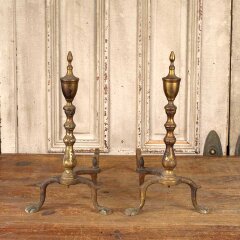 #55946 - Antique&nbsp;Brass&nbsp;&&nbsp;Cast&nbsp;Iron&nbsp;Fireplace&nbsp;Andirons&nbsp;image