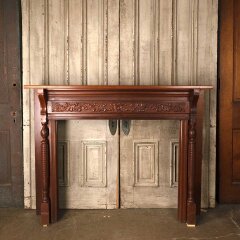#56135 - 60x48&nbsp;Antique&nbsp;Carved&nbsp;Wood&nbsp;Fireplace&nbsp;Mantel image