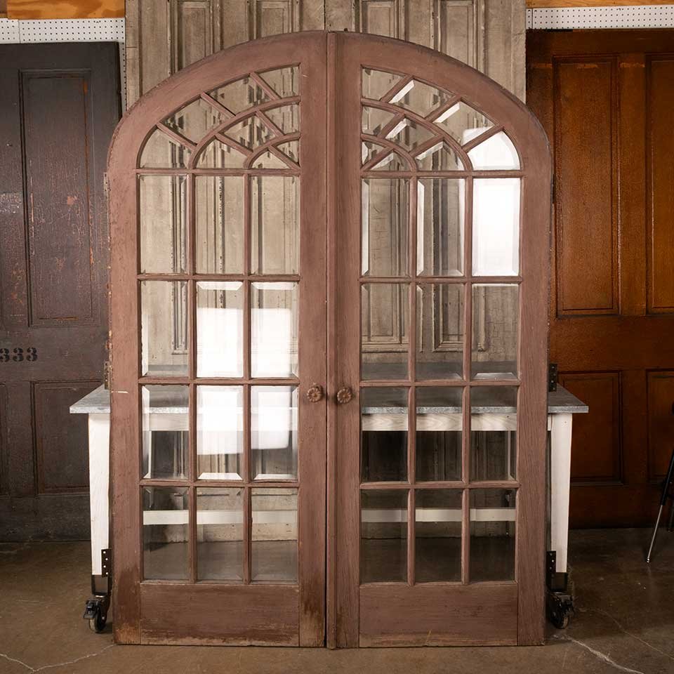 60x84 Antique Arched French Entry Doors image 5