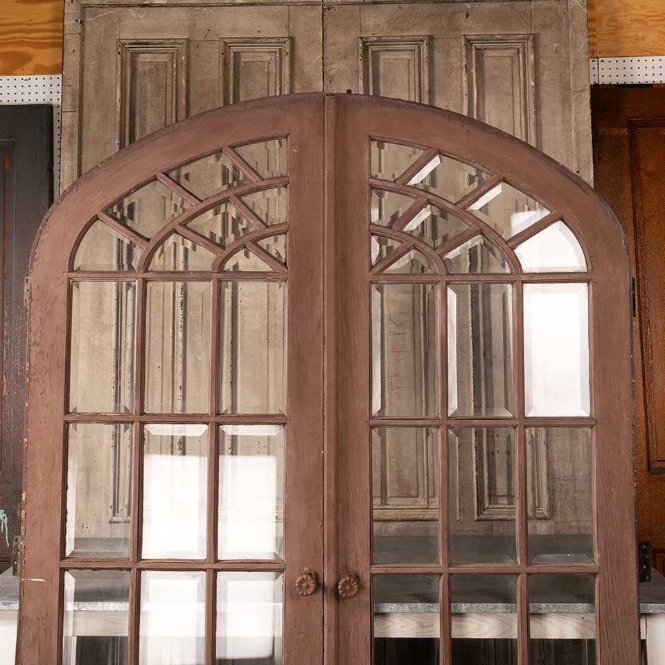 60x84 Antique Arched French Entry Doors image 7