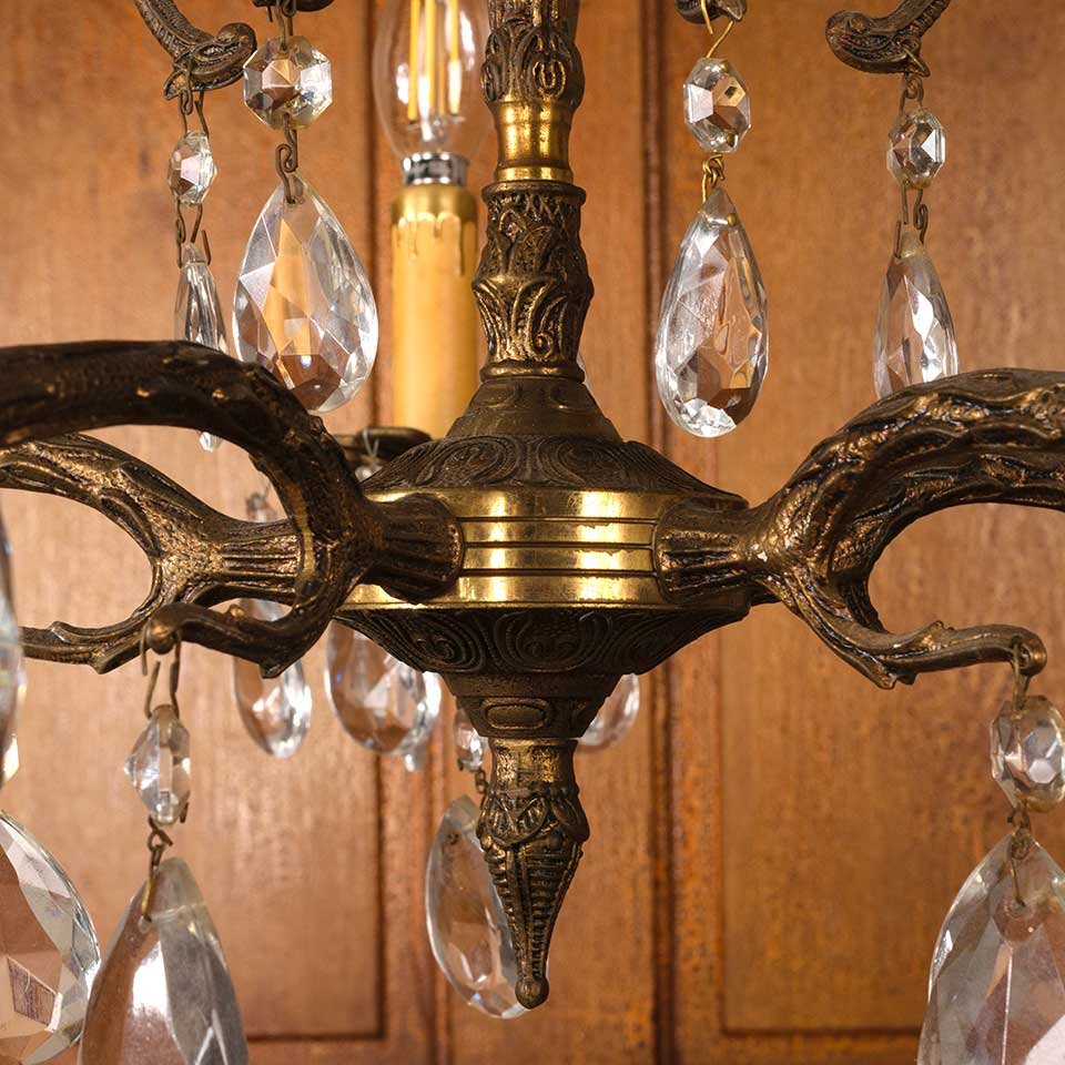 21" Antique 5 Bulb Chandelier Light Fixture image 4