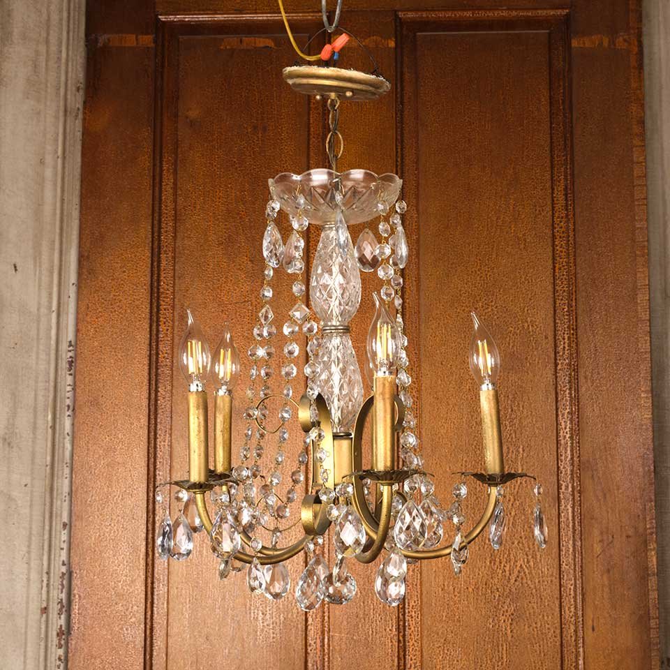 18" Antique 5 Bulb Chandelier Light Fixture image 2
