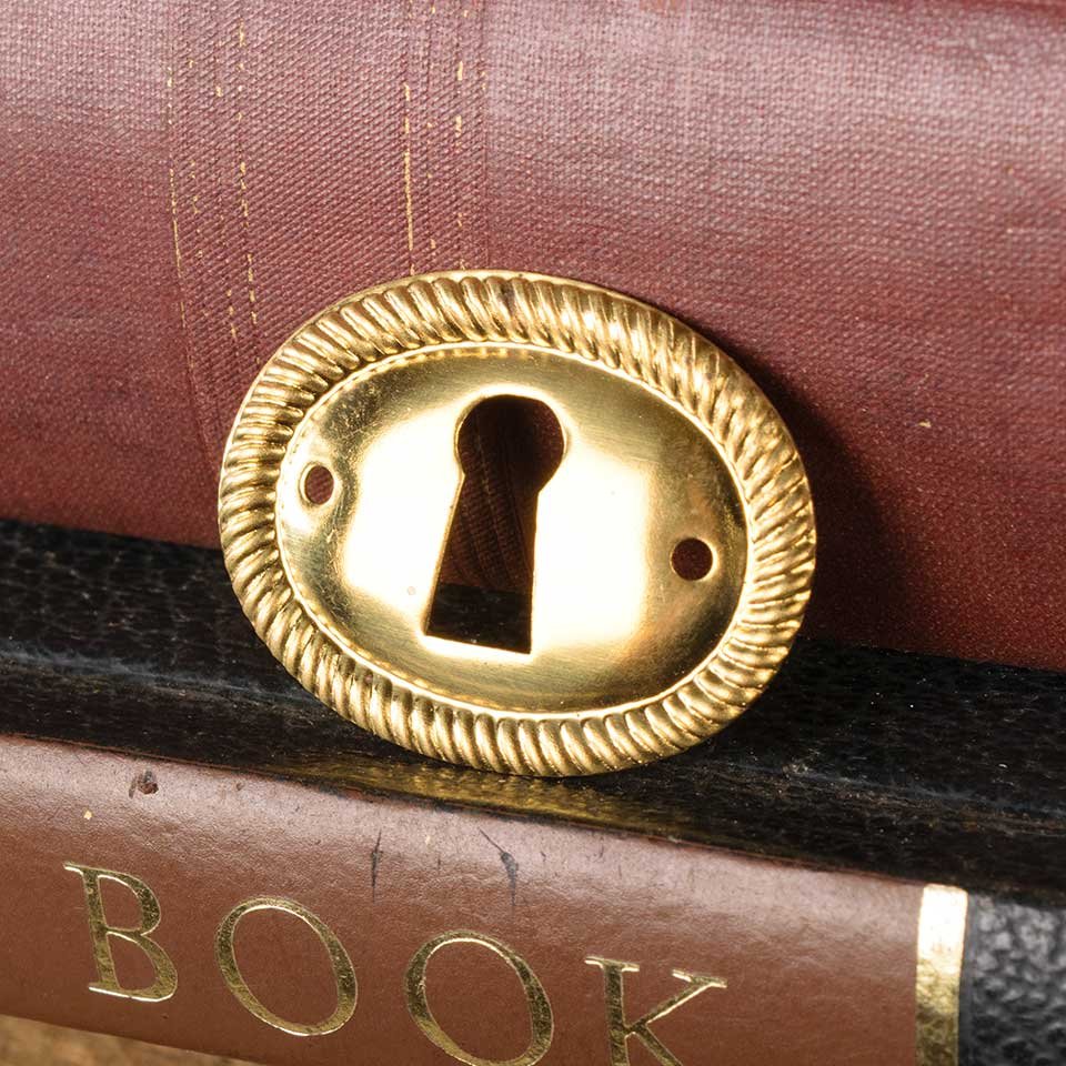 Vintage Brass Furniture Keyhole Escutcheon image 3
