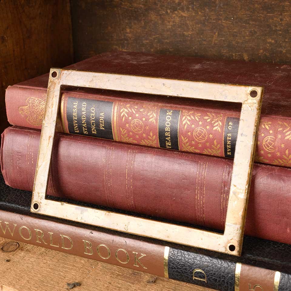 6x4 Antique Brass Label Holder Hardware image 1