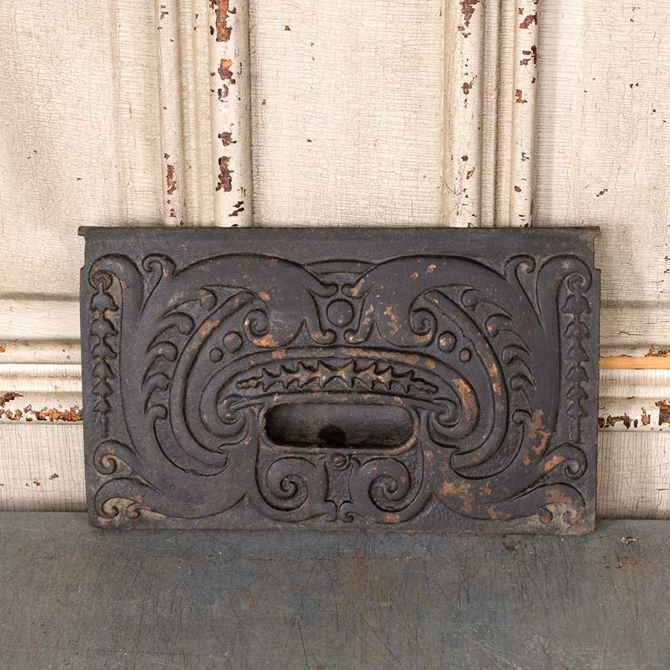 Antique Cast Iron Stove Door Cover Plate image 1