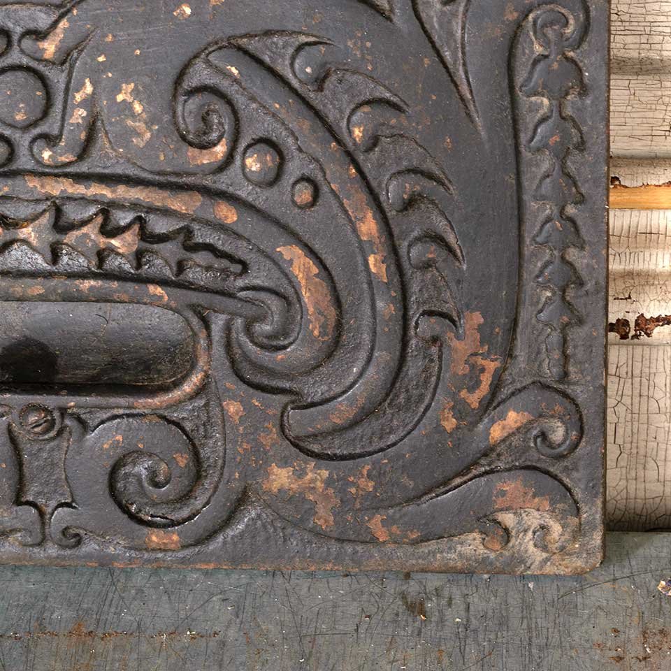 Antique Cast Iron Stove Door Cover Plate image 2