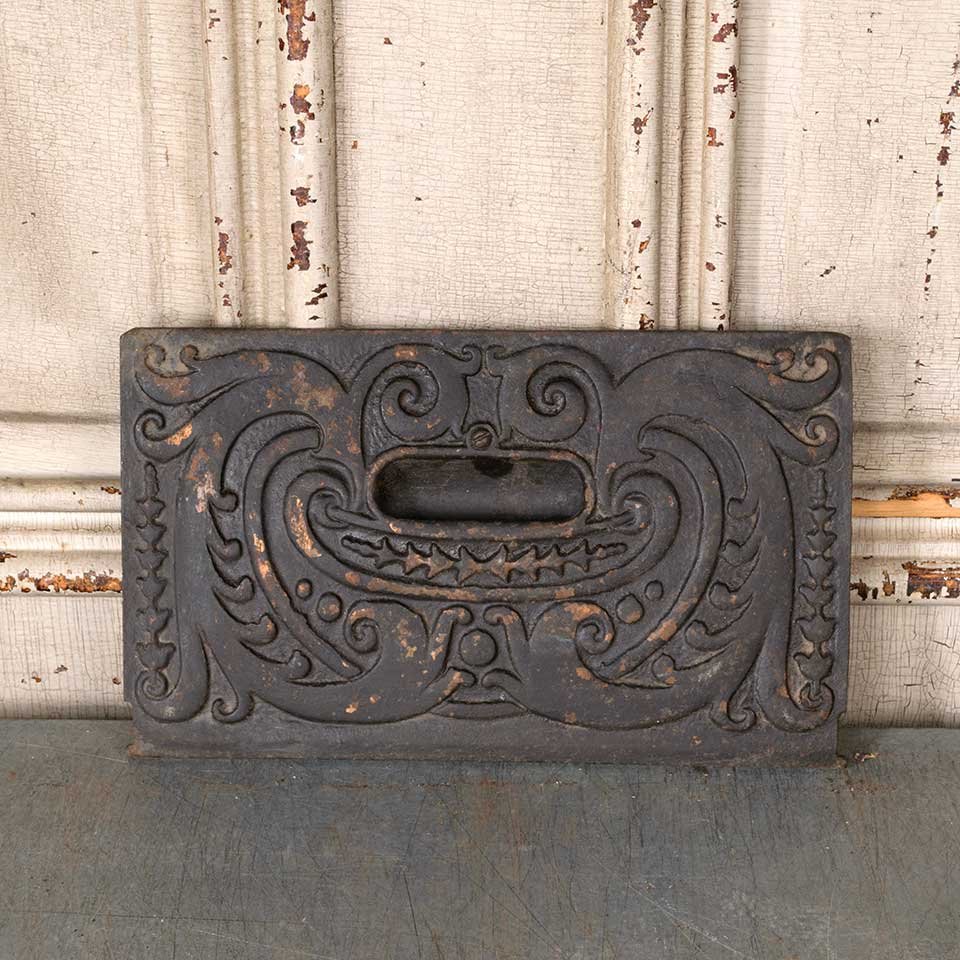 Antique Cast Iron Stove Door Cover Plate image 3