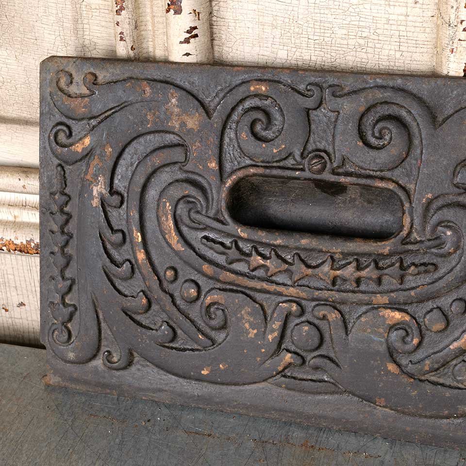 Antique Cast Iron Stove Door Cover Plate image 4